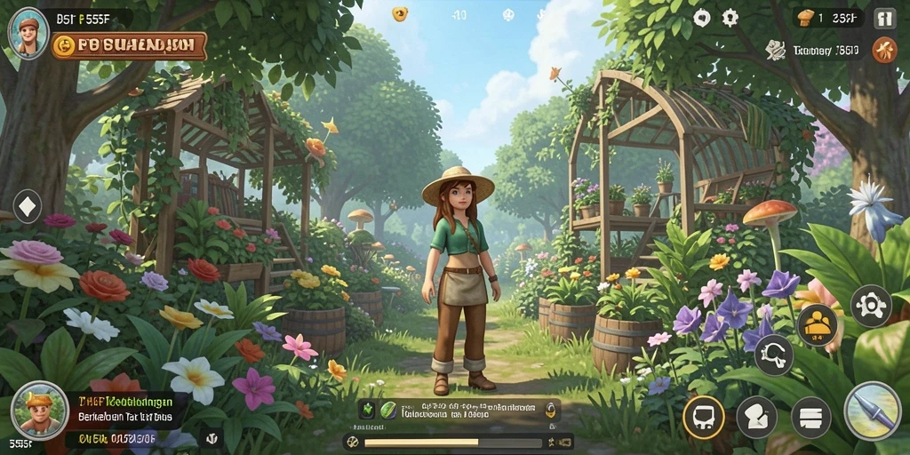 Tampilan gameplay menarik dari 555F menunjukkan ladang yang subur.