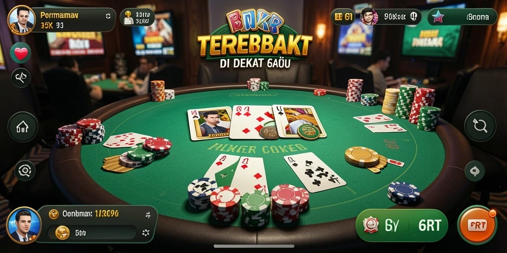 Gambaran utama gameplay poker di 6RT yang mendebarkan.
