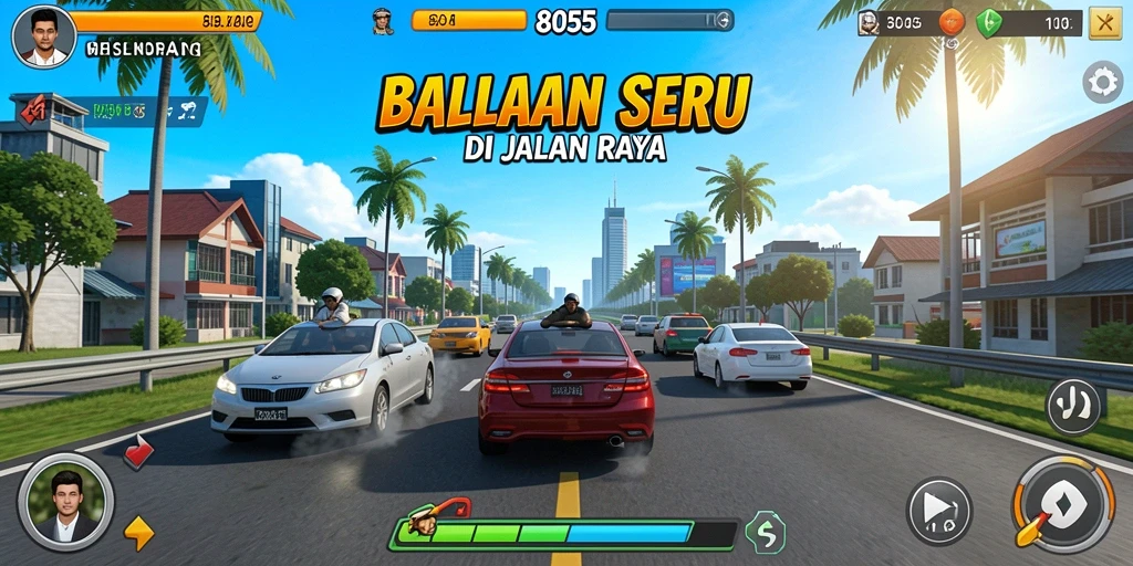Tampilan gameplay balapan yang mendebarkan dari 8055.
