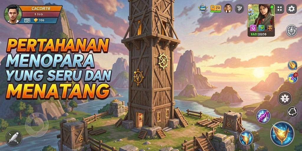 Gameplay seru menara pertahanan dalam CACOR78 yang menantang.