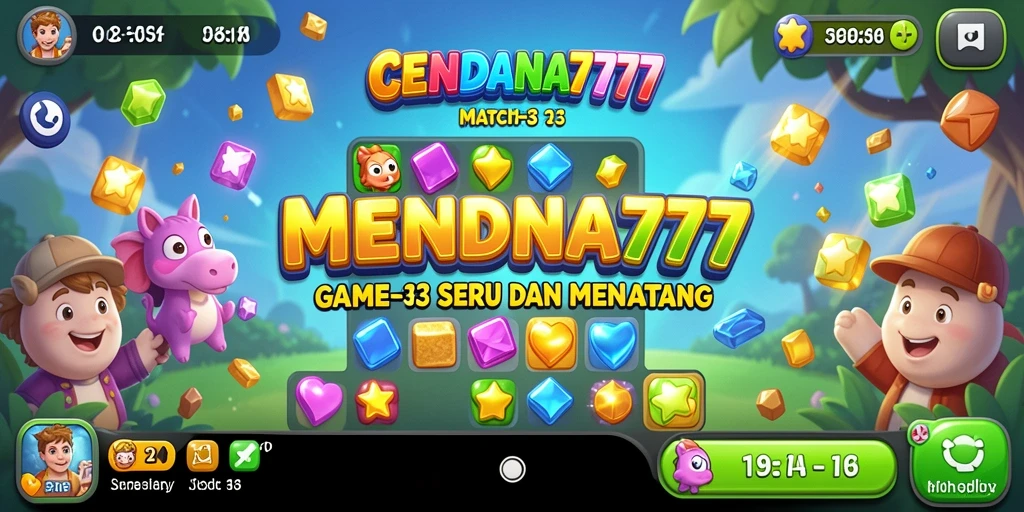 Tampilan gameplay seru CENDANA777 dengan elemen Match-3.