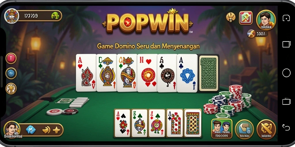 Screenshot gameplay POPWIN yang menunjukkan aksi seru dalam permainan Domino.