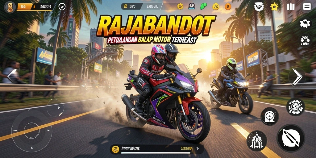 Gameplay balap motor yang intens dan penuh adrenalin.