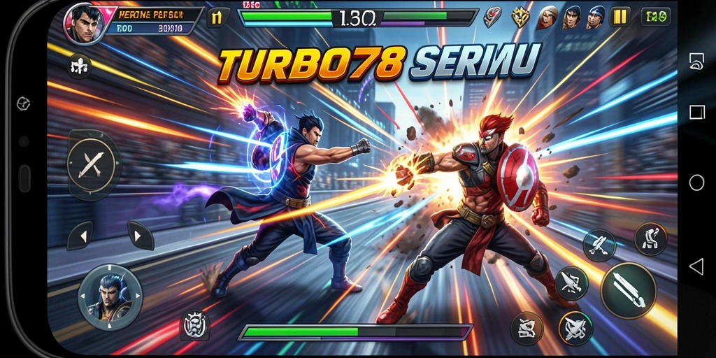 Gameplay TURBO78 dengan pertarungan yang seru dan karakter beragam.
