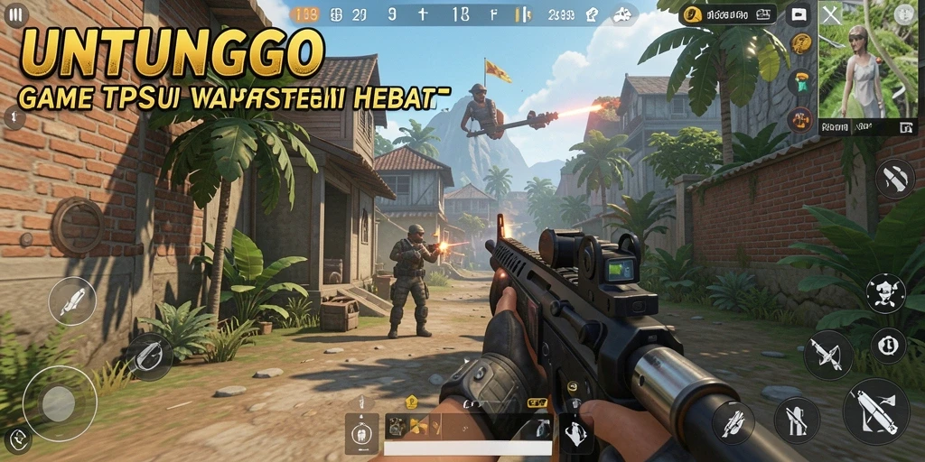 Tampilan menarik dari gameplay UNTUNGGO dalam pertempuran TPS.